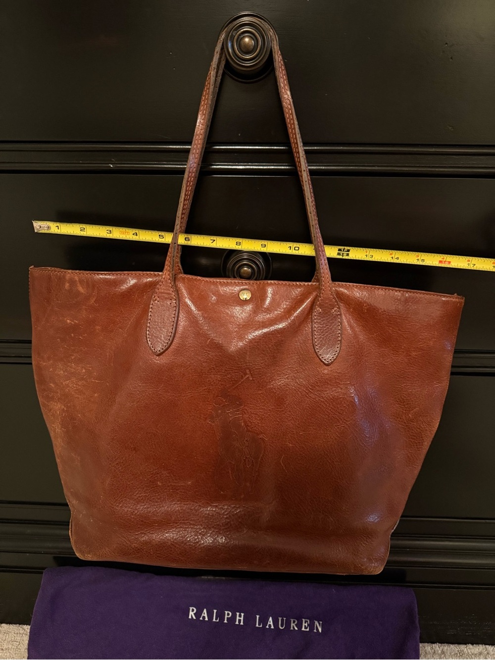 Ralph Lauren Classic Brown Leather Tote Bag - Picture 9 of 13